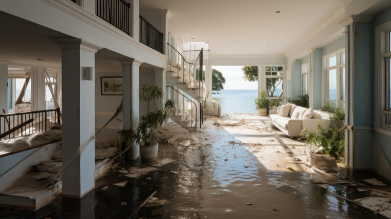 Water damage affecting property interior